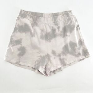 Zara Tie Dye Sweat Shorts Womens Size L Gray White Pull On Lounge Comfy